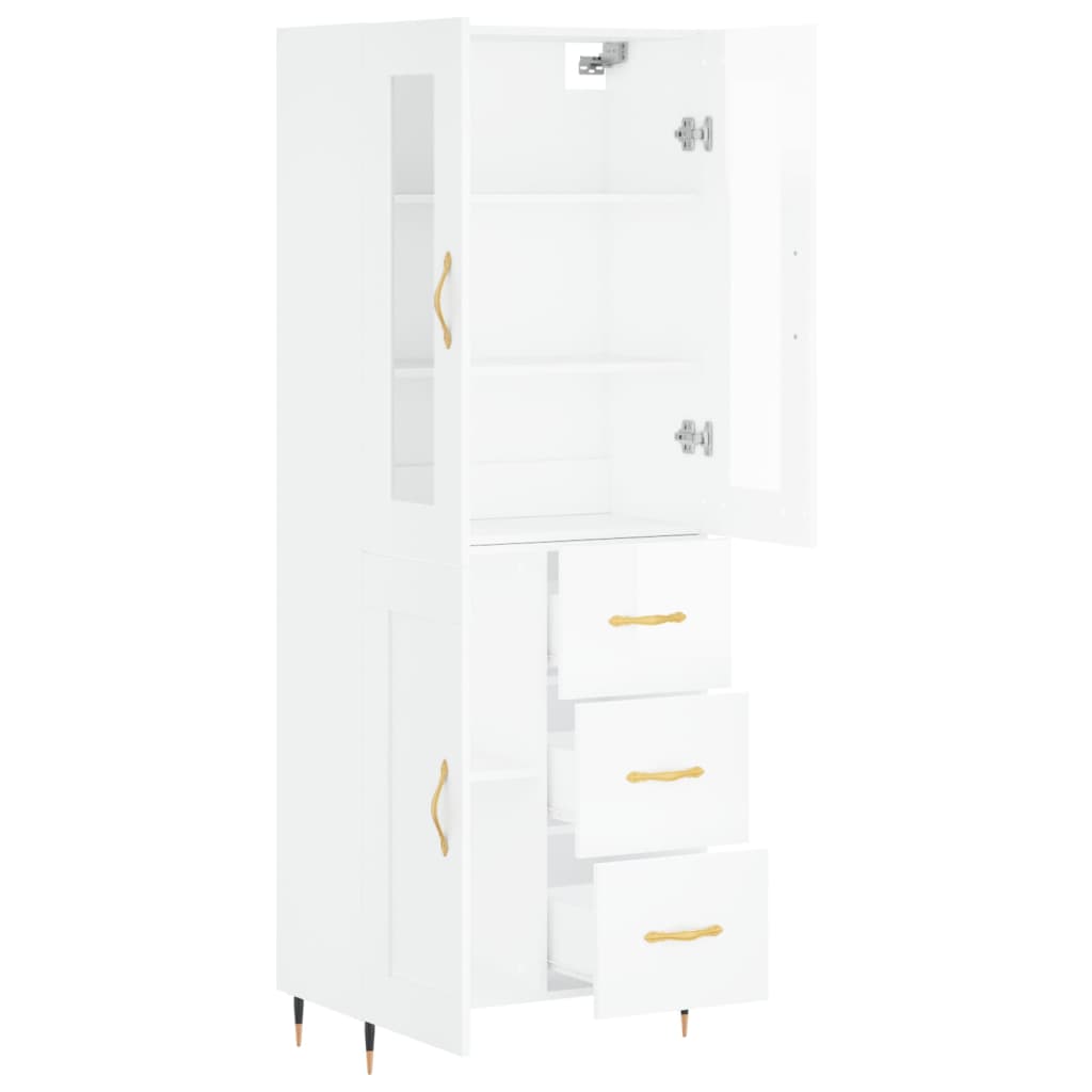 Credenza Bianco Lucido 69,5x34x180 cm in Legno Multistrato 3198643