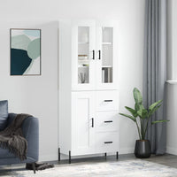 Credenza Bianco Lucido 69,5x34x180 cm in Legno Multistrato cod mxl 77676