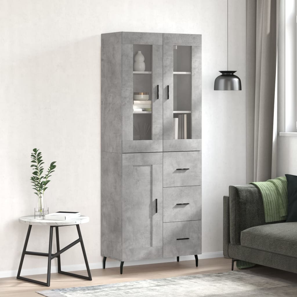 Credenza Grigio Cemento 69,5x34x180 cm in Legno Multistratocod mxl 125897