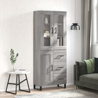 Credenza Grigio Sonoma 69,5x34x180 cm in Legno Multistrato 3198687