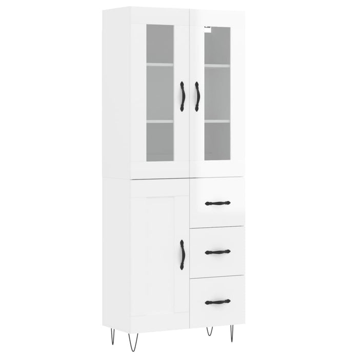 Credenza Bianco Lucido 69,5x34x180 cm in Legno Multistrato 3198691