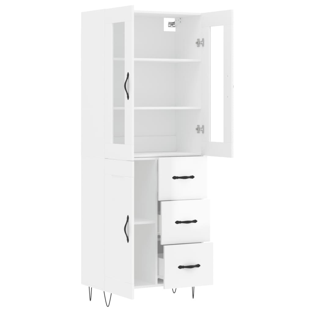 Credenza Bianco Lucido 69,5x34x180 cm in Legno Multistrato 3198691