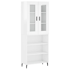 Credenza Bianco Lucido 69,5x34x180 cm in Legno Multistrato 3198739