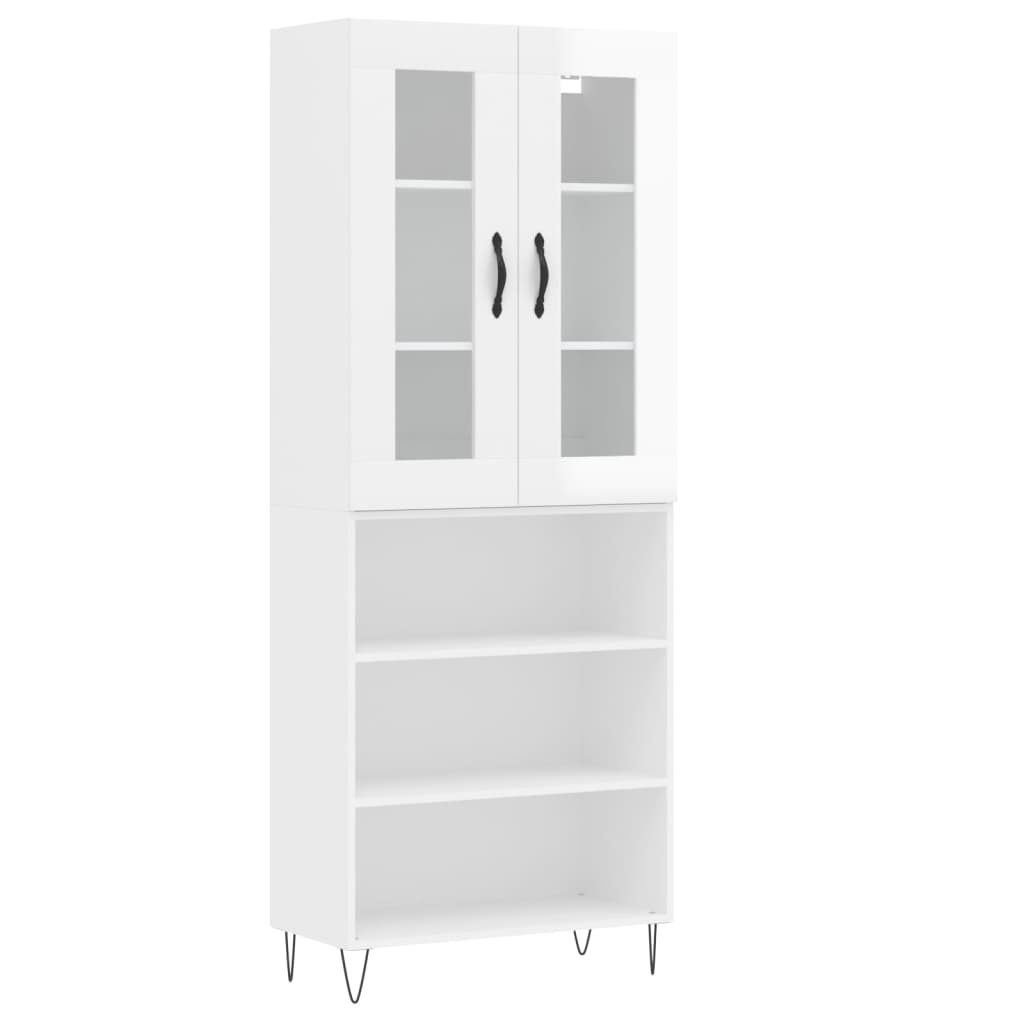 Credenza Bianco Lucido 69,5x34x180 cm in Legno Multistratocod mxl 83612