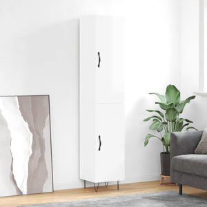 Credenza 34,5x34x180 cm in Legno Multistrato Bianco Lucidocod mxl 107478