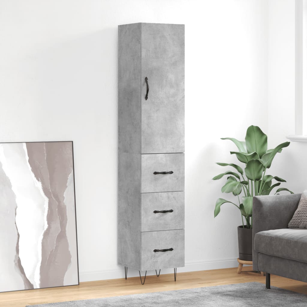 Credenza Grigio Cemento 34,5x34x180 cm in Legno Multistrato 3198885