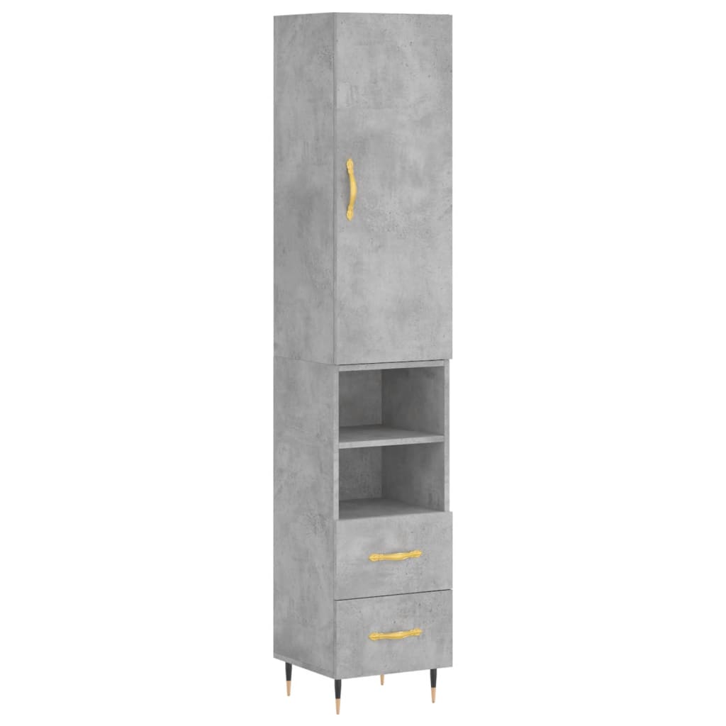 Credenza Grigio Cemento 34,5x34x180 cm in Legno Multistratocod mxl 106541