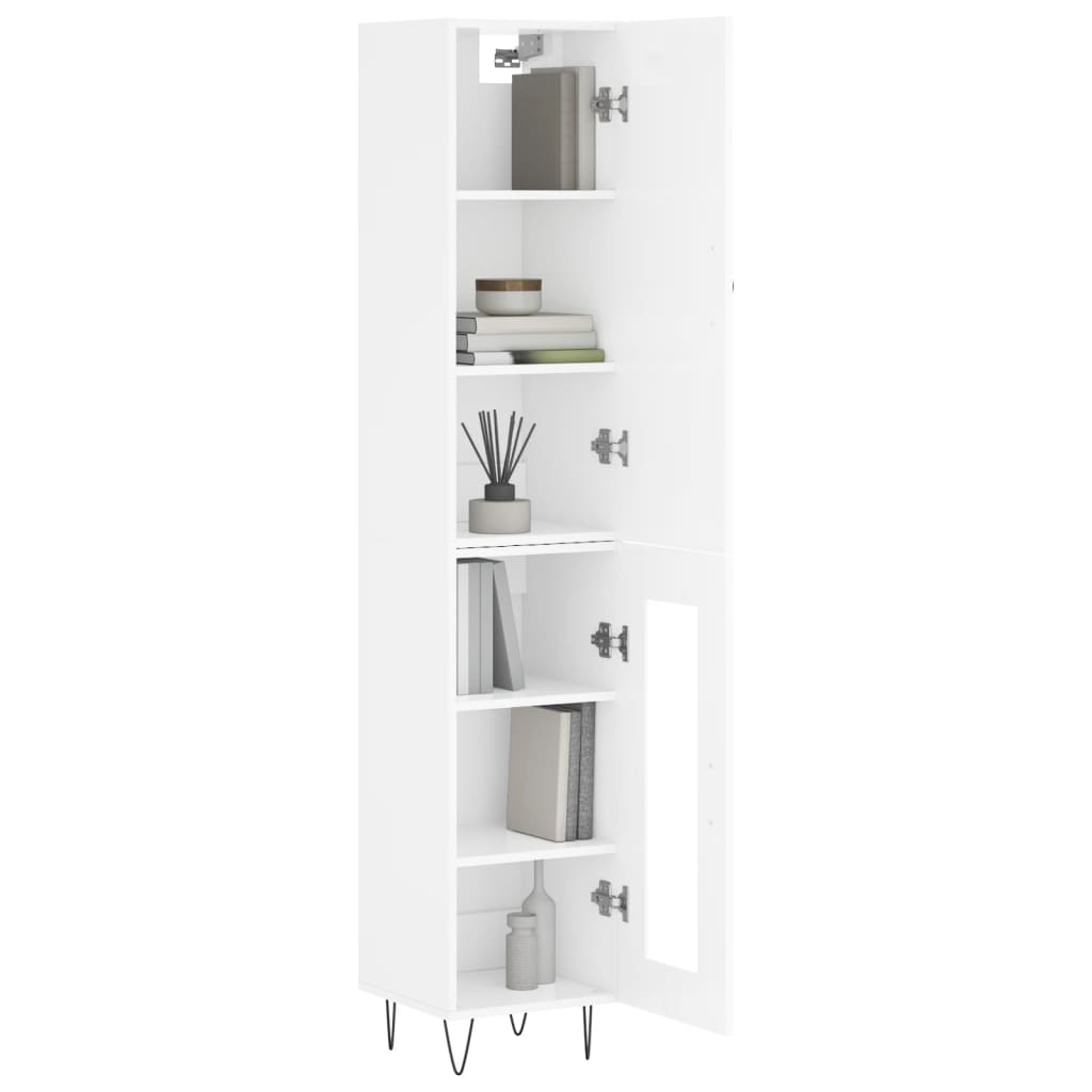 Credenza 34,5x34x180 cm in Legno Multistrato Bianco Lucido 3199075