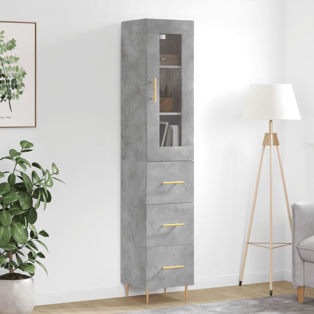 Credenza Grigio Cemento 34,5x34x180 cm in Legno Multistrato 3199229