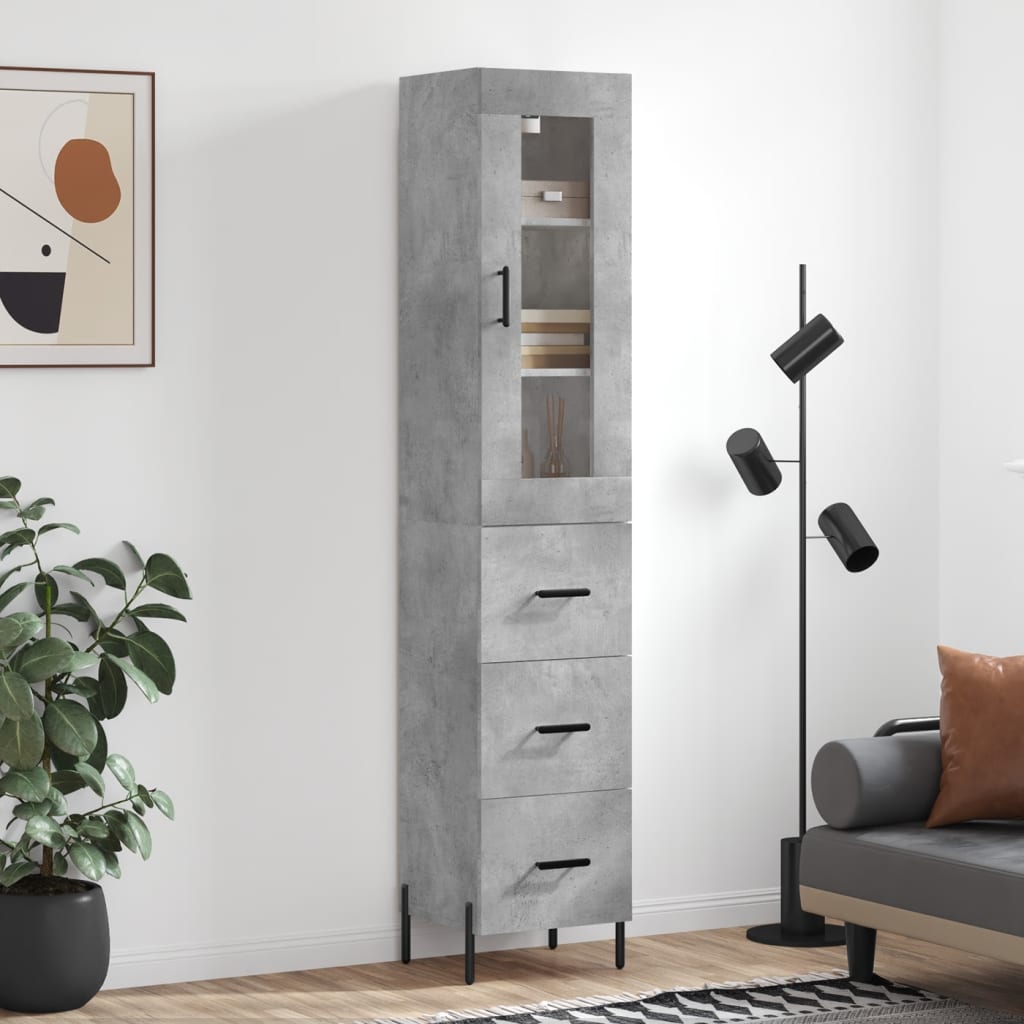 Credenza Grigio Cemento 34,5x34x180 cm in Legno Multistrato 3199245