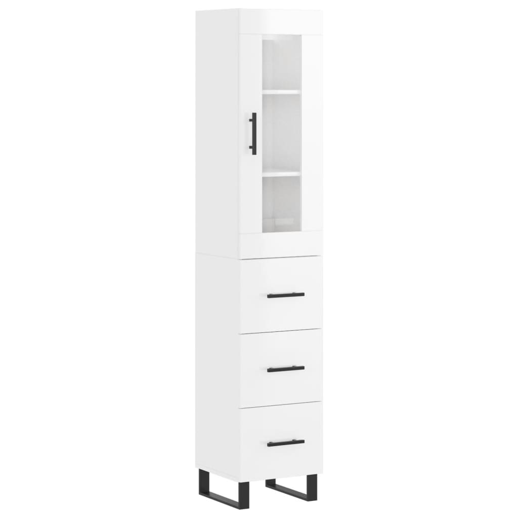 Credenza 34,5x34x180 cm in Legno Multistrato Bianco Lucidocod mxl 126035