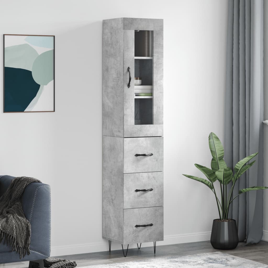 Credenza Grigio Cemento 34,5x34x180 cm in Legno Multistrato 3199269