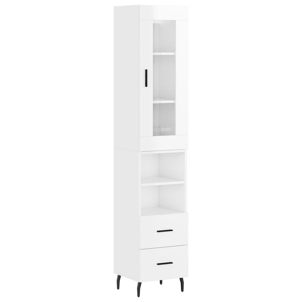 Credenza 34,5x34x180 cm in Legno Multistrato Bianco Lucidocod mxl 130561