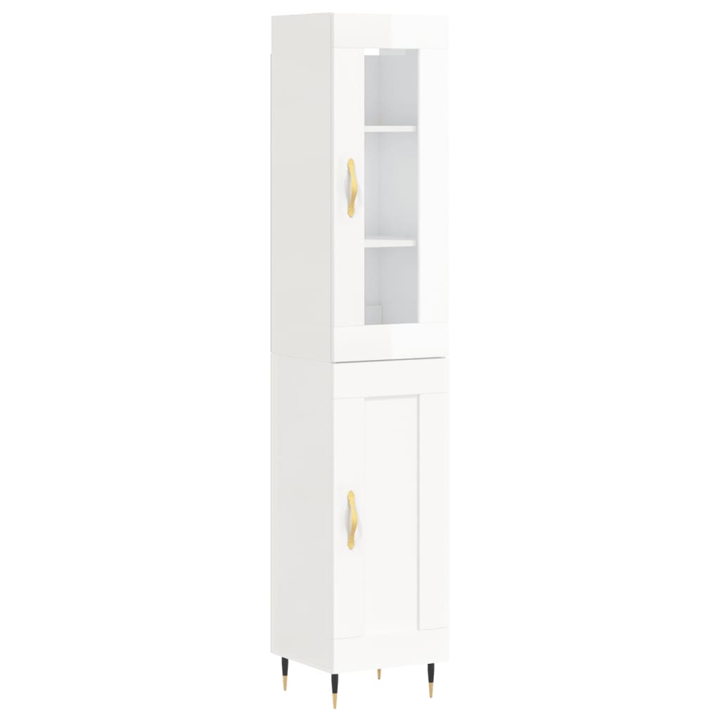 Credenza 34,5x34x180 cm in Legno Multistrato Bianco Lucidocod mxl 102182