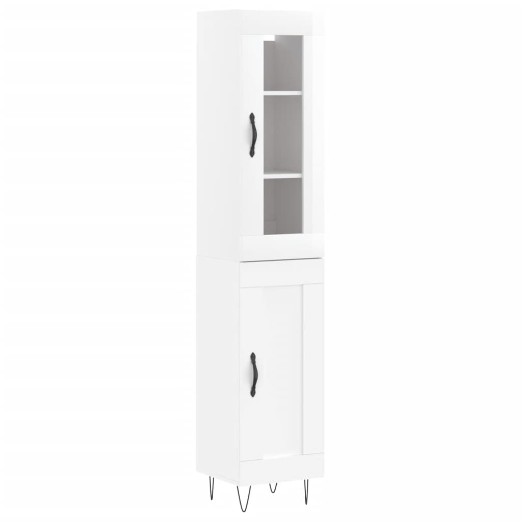 Credenza 34,5x34x180 cm in Legno Multistrato Bianco Lucidocod mxl 131445