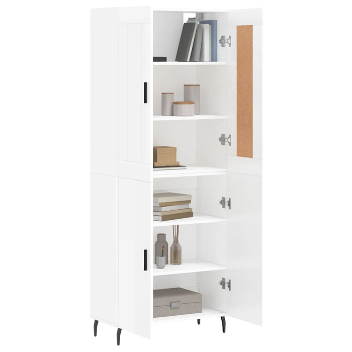 Credenza Bianco Lucido 69,5x34x180 cm in Legno Multistrato 3199571