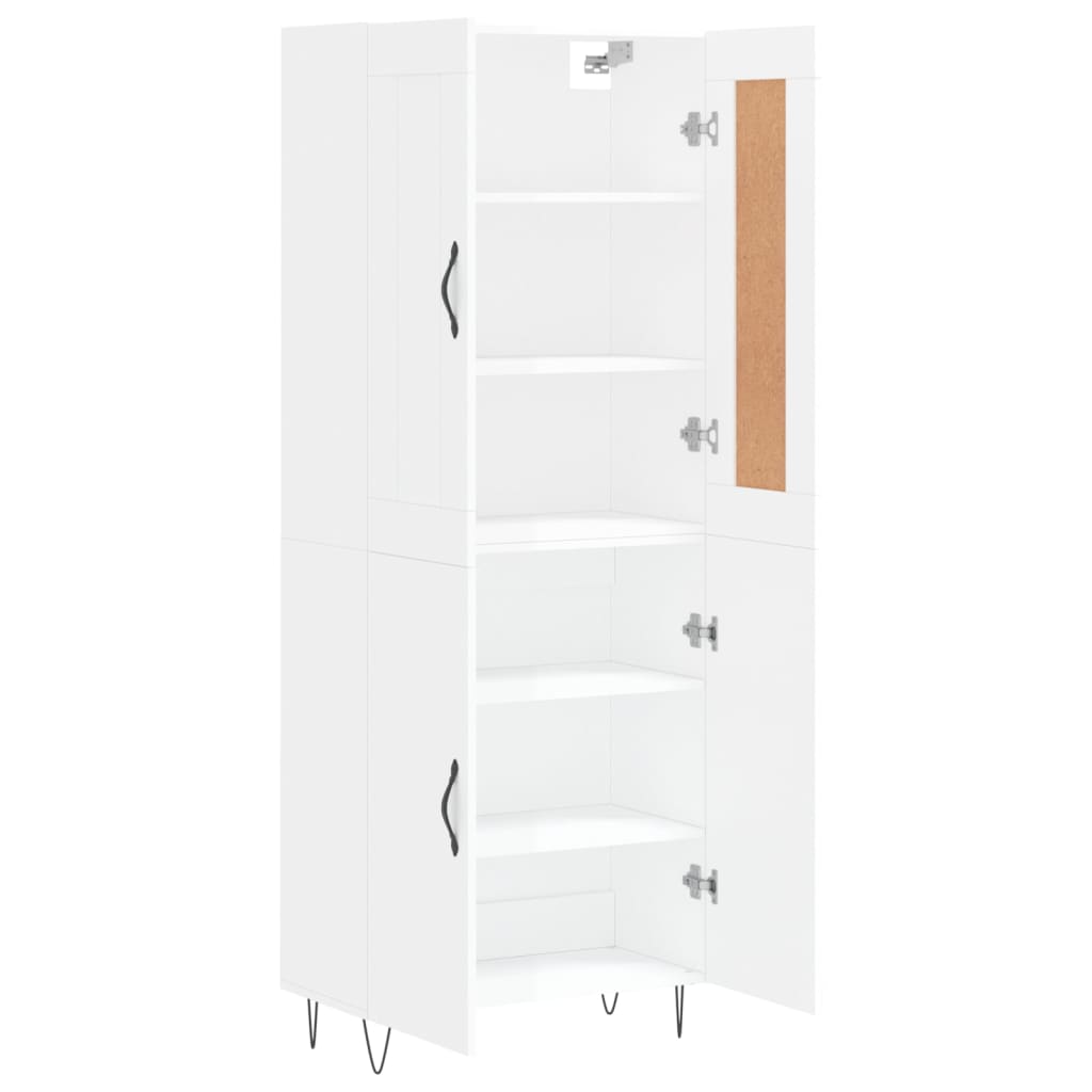 Credenza Bianco Lucido 69,5x34x180 cm in Legno Multistrato 3199587