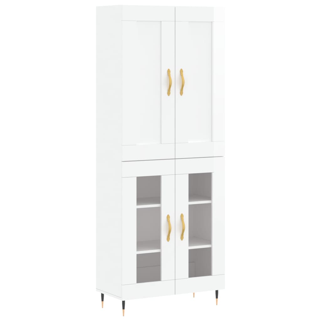 Credenza Bianco Lucido 69,5x34x180 cm in Legno Multistrato 3199603