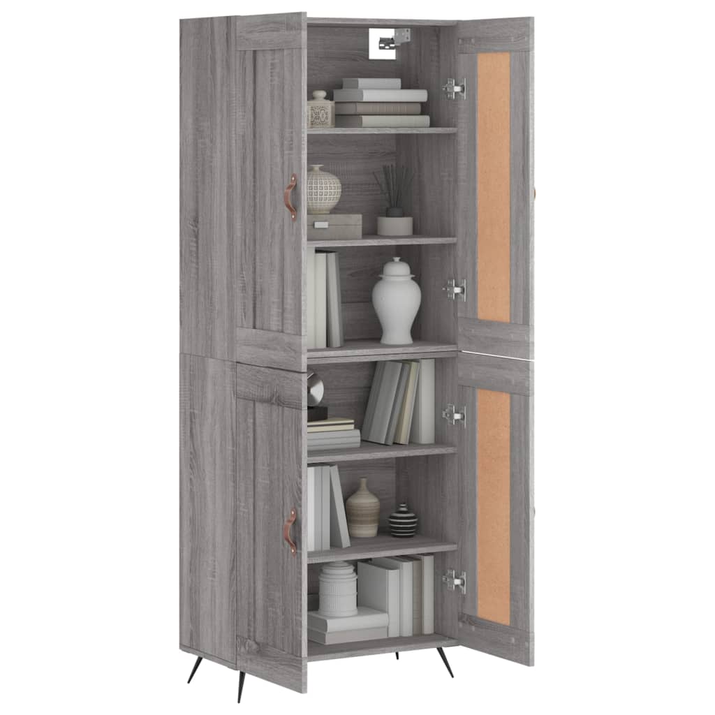 Credenza Grigio Sonoma 69,5x34x180 cm in Legno Multistrato 3199663