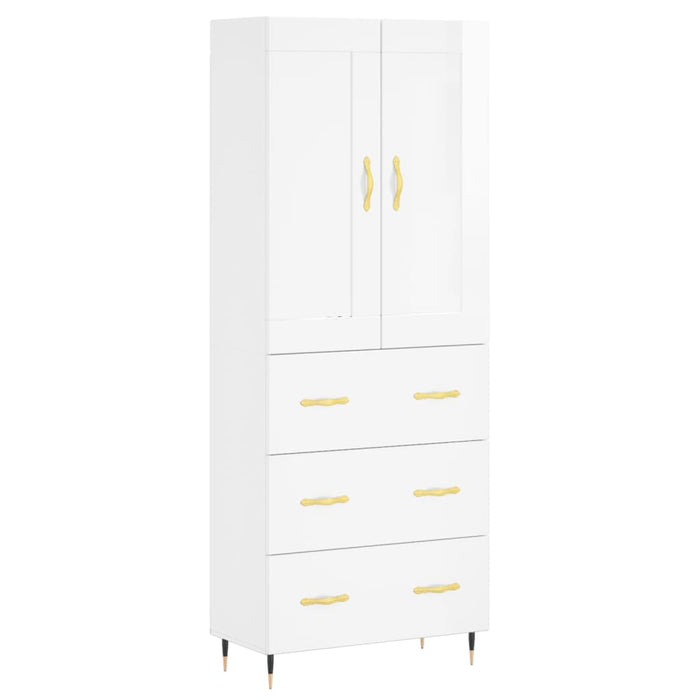 Credenza Bianco Lucido 69,5x34x180 cm in Legno Multistrato 3199731