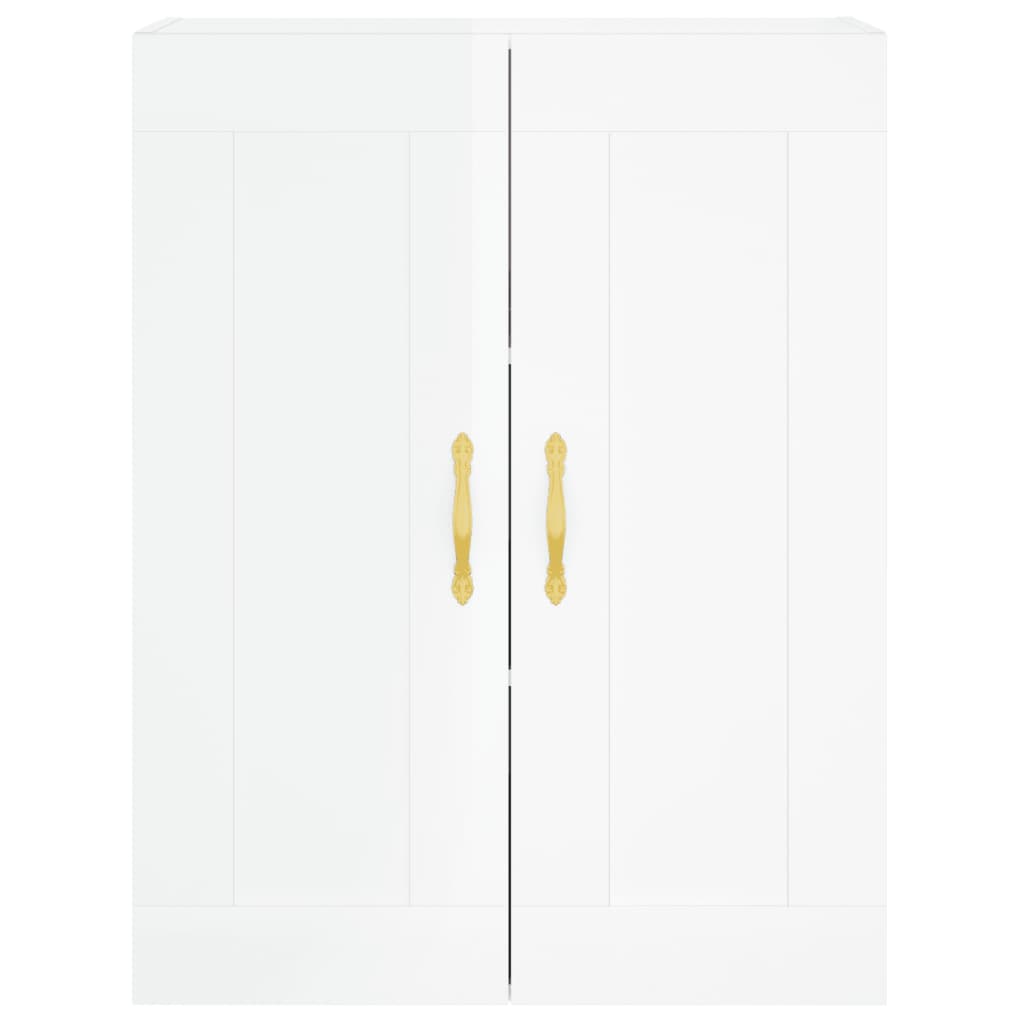 Credenza Bianco Lucido 69,5x34x180 cm in Legno Multistrato 3199731