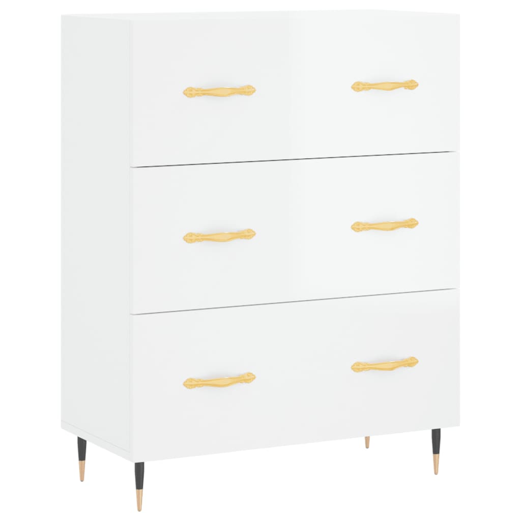 Credenza Bianco Lucido 69,5x34x180 cm in Legno Multistrato 3199731