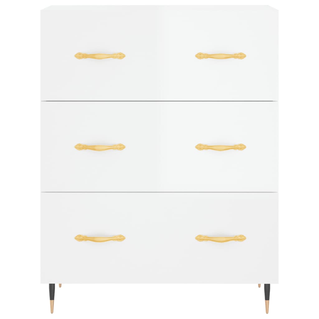 Credenza Bianco Lucido 69,5x34x180 cm in Legno Multistrato 3199731