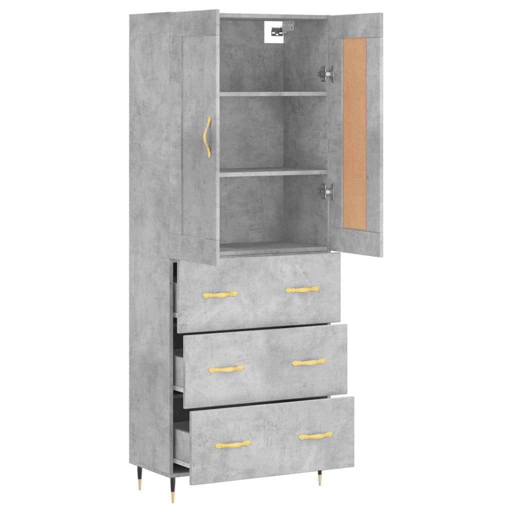 Credenza Grigio Cemento 69,5x34x180 cm in Legno Multistrato 3199733