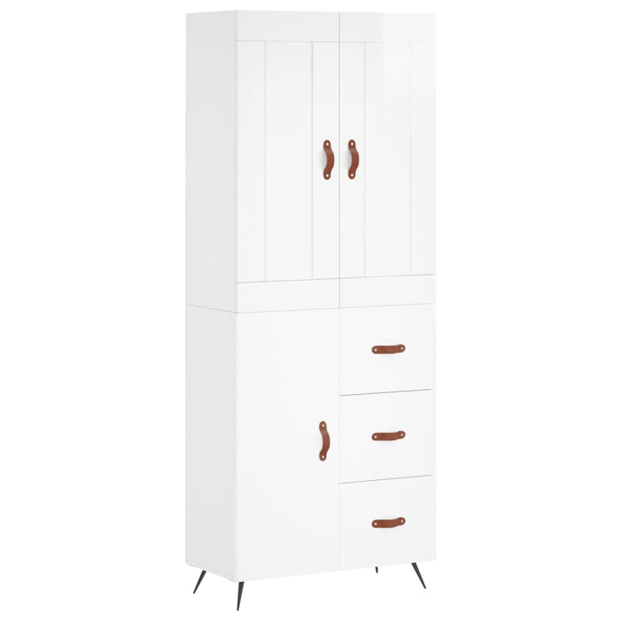 Credenza Bianco Lucido 69,5x34x180 cm in Legno Multistratocod mxl 77875