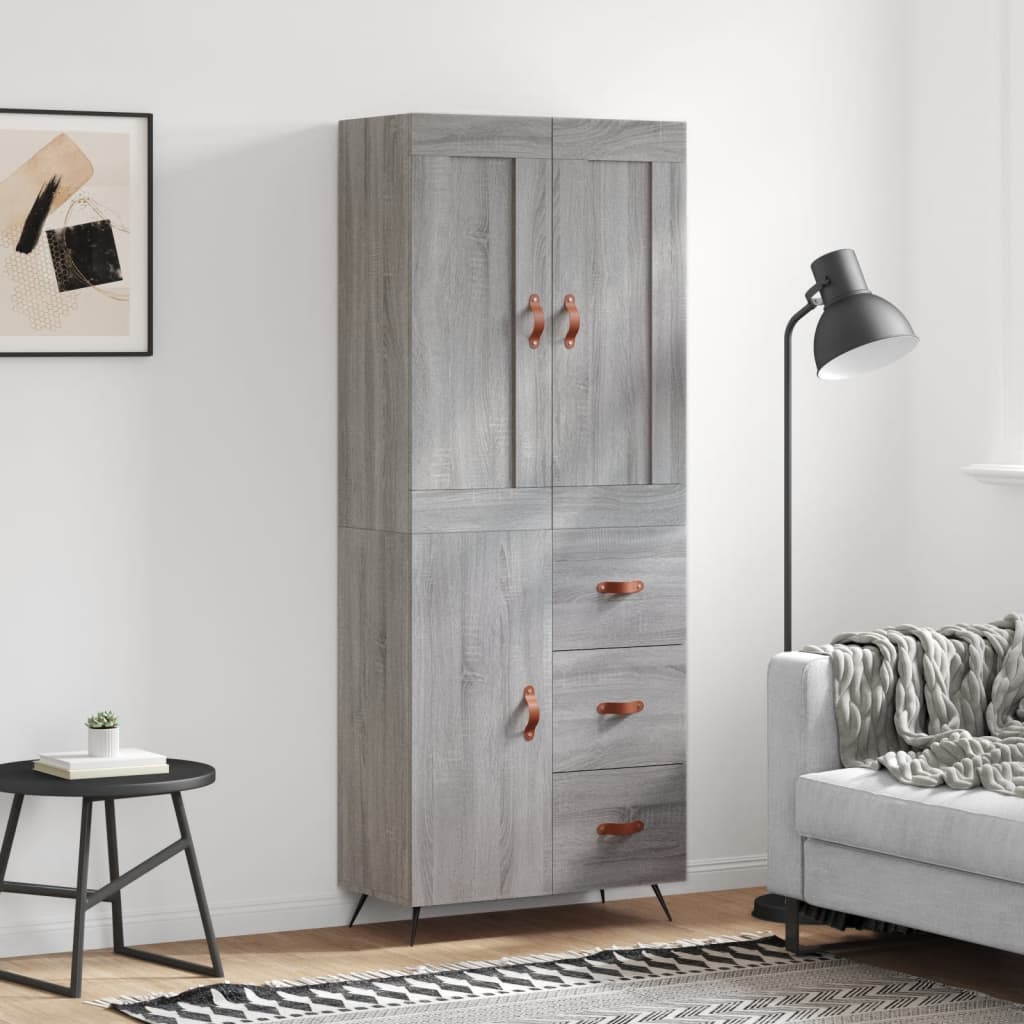 Credenza Grigio Sonoma 69,5x34x180 cm in Legno Multistrato 3199791