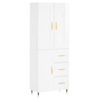 Credenza Bianco Lucido 69,5x34x180 cm in Legno Multistratocod mxl 131479