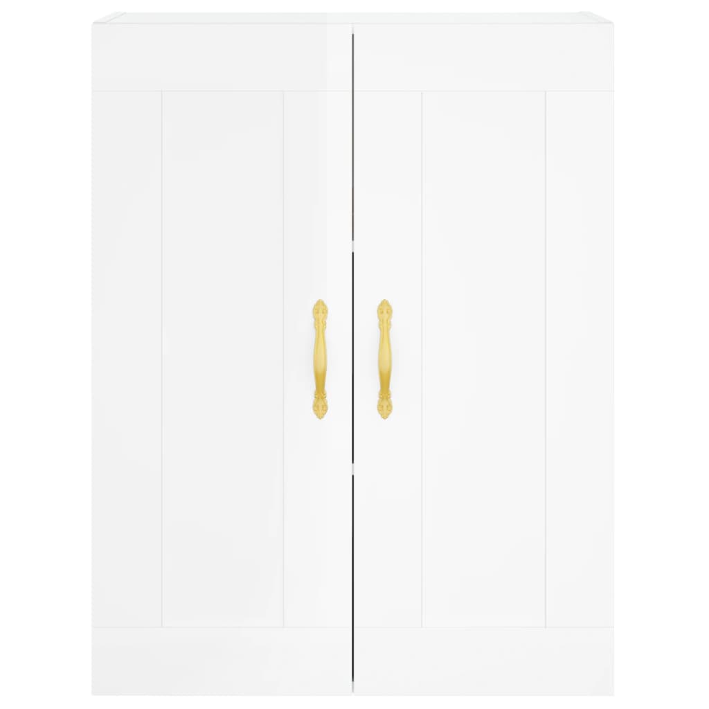 Credenza Bianco Lucido 69,5x34x180 cm in Legno Multistrato 3199795