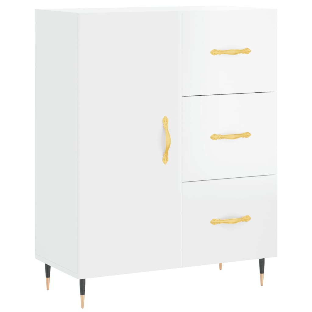 Credenza Bianco Lucido 69,5x34x180 cm in Legno Multistrato 3199795