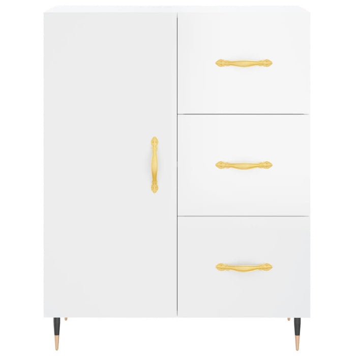 Credenza Bianco Lucido 69,5x34x180 cm in Legno Multistrato 3199795