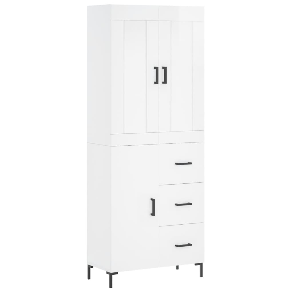 Credenza Bianco Lucido 69,5x34x180 cm in Legno Multistratocod mxl 126101