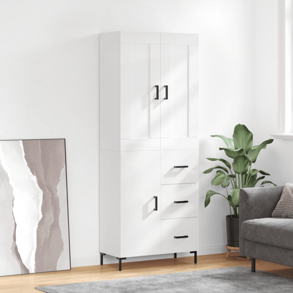 Credenza Bianco Lucido 69,5x34x180 cm in Legno Multistratocod mxl 126101