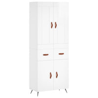 Credenza Bianco Lucido 69,5x34x180 cm in Legno Multistratocod mxl 126136