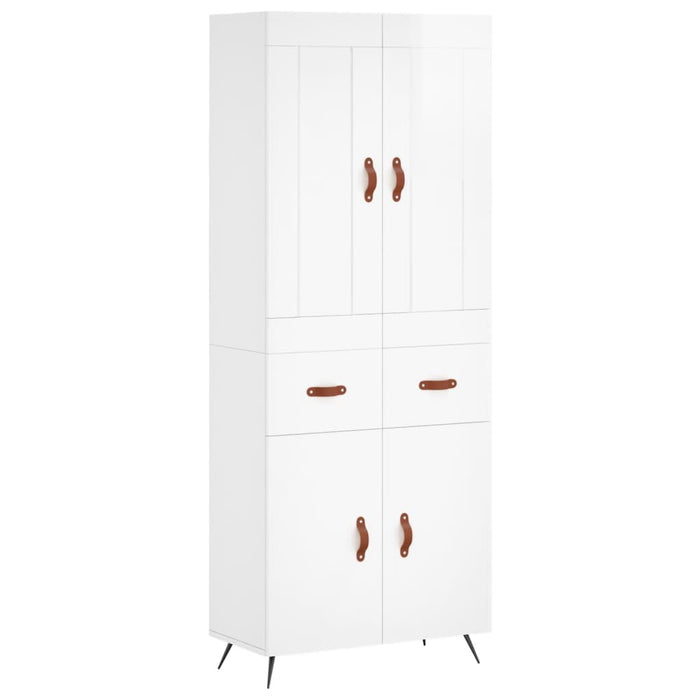 Credenza Bianco Lucido 69,5x34x180 cm in Legno Multistratocod mxl 126136