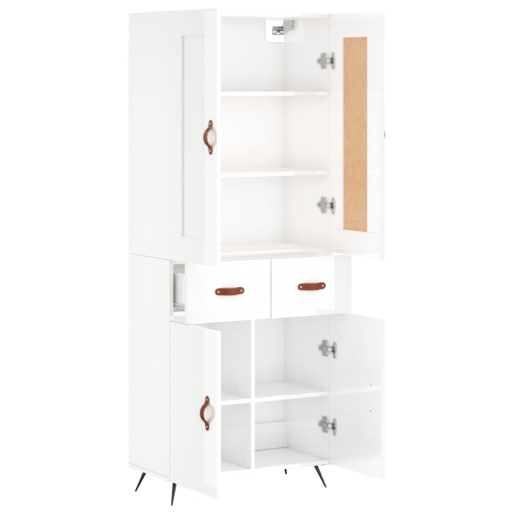 Credenza Bianco Lucido 69,5x34x180 cm in Legno Multistrato 3199851