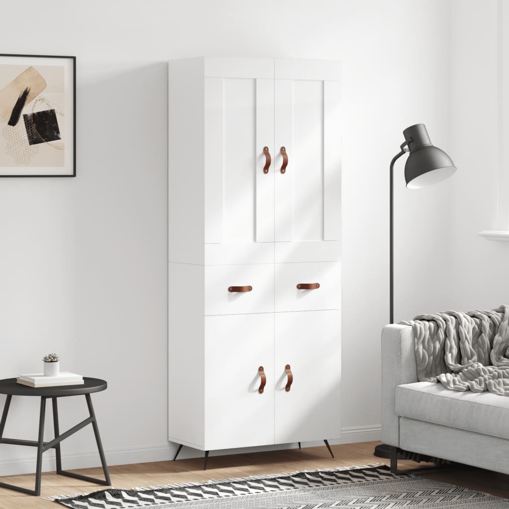 Credenza Bianco Lucido 69,5x34x180 cm in Legno Multistrato 3199851