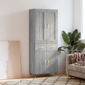 Credenza Grigio Sonoma 69,5x34x180 cm in Legno Multistrato 3199863