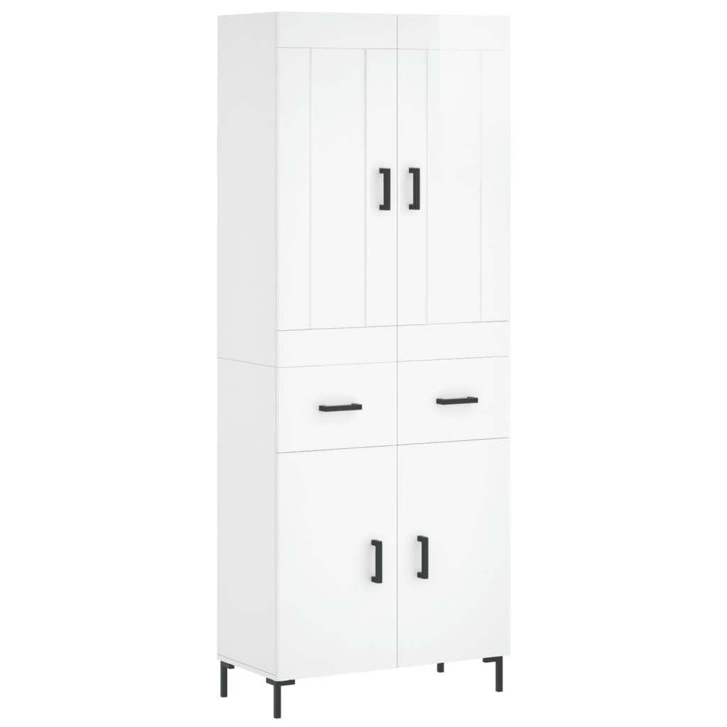 Credenza Bianco Lucido 69,5x34x180 cm in Legno Multistratocod mxl 102089