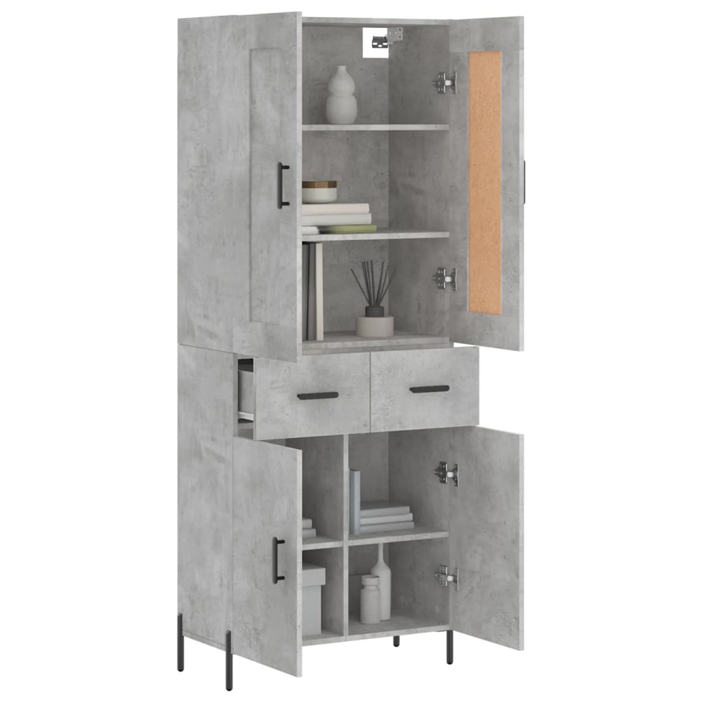 Credenza Grigio Cemento 69,5x34x180 cm in Legno Multistrato 3199885