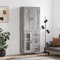 Credenza Grigio Sonoma 69,5x34x180 cm in Legno Multistrato 3199919