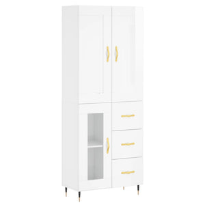 Credenza Bianco Lucido 69,5x34x180 cm in Legno Multistratocod mxl 131485