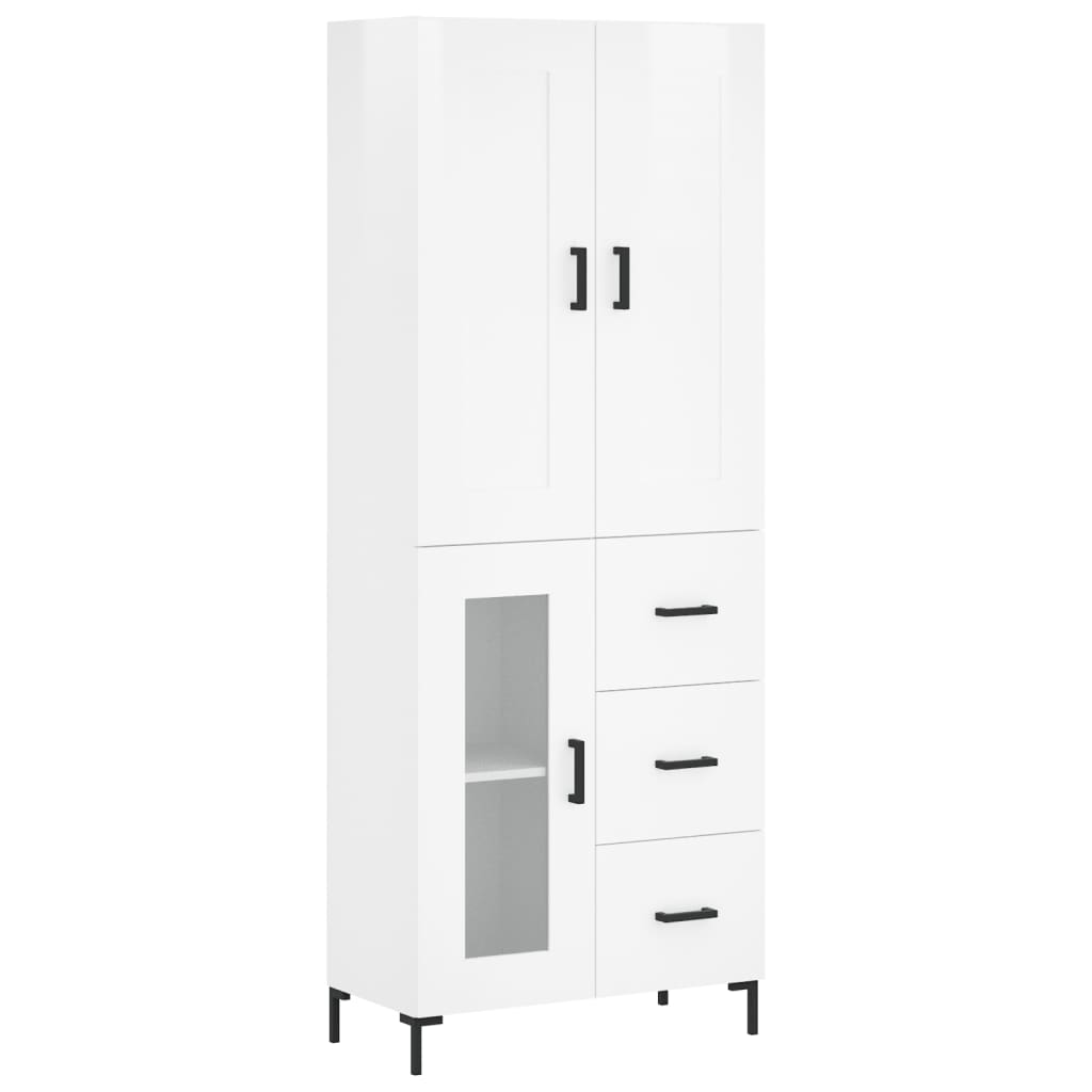 Credenza Bianco Lucido 69,5x34x180 cm in Legno Multistrato 3199939