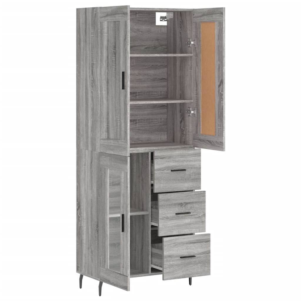 Credenza Grigio Sonoma 69,5x34x180 cm in Legno Multistrato 3199959