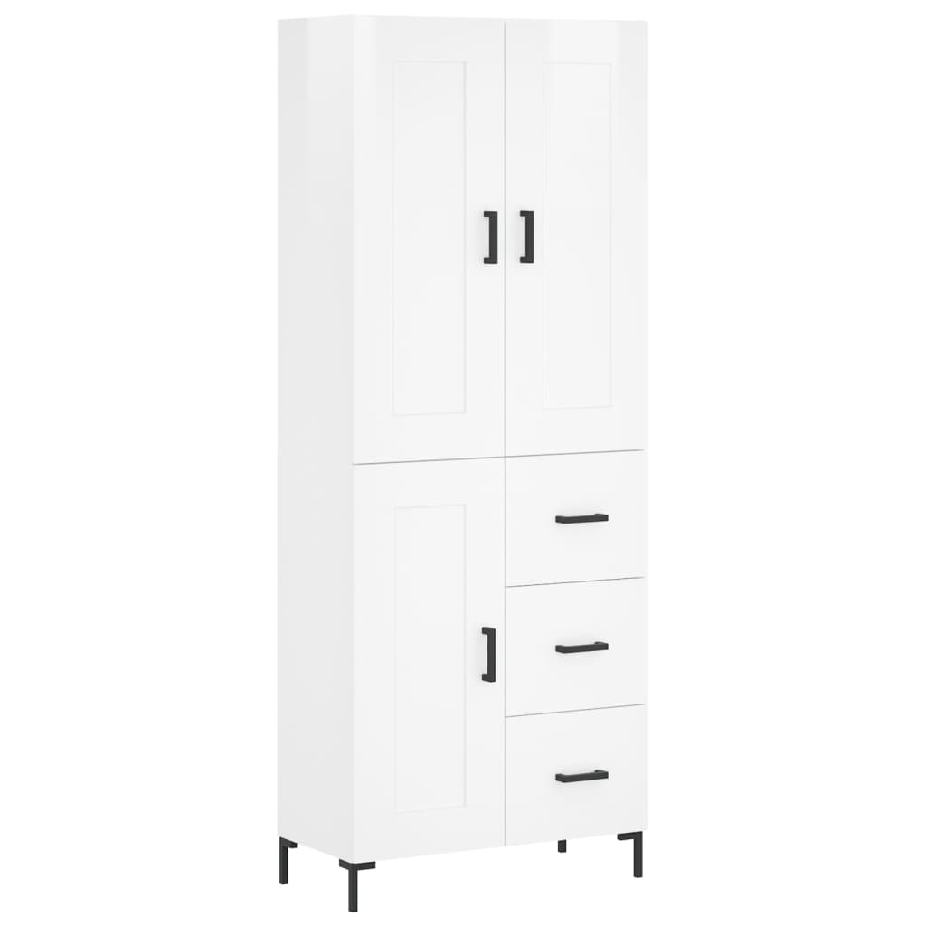 Credenza Bianco Lucido 69,5x34x180 cm in Legno Multistrato 3200003