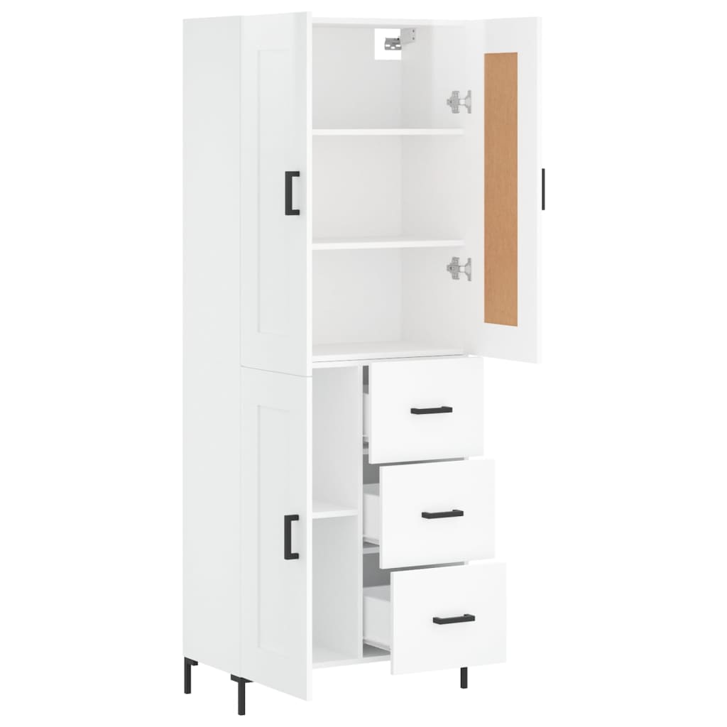 Credenza Bianco Lucido 69,5x34x180 cm in Legno Multistrato 3200003