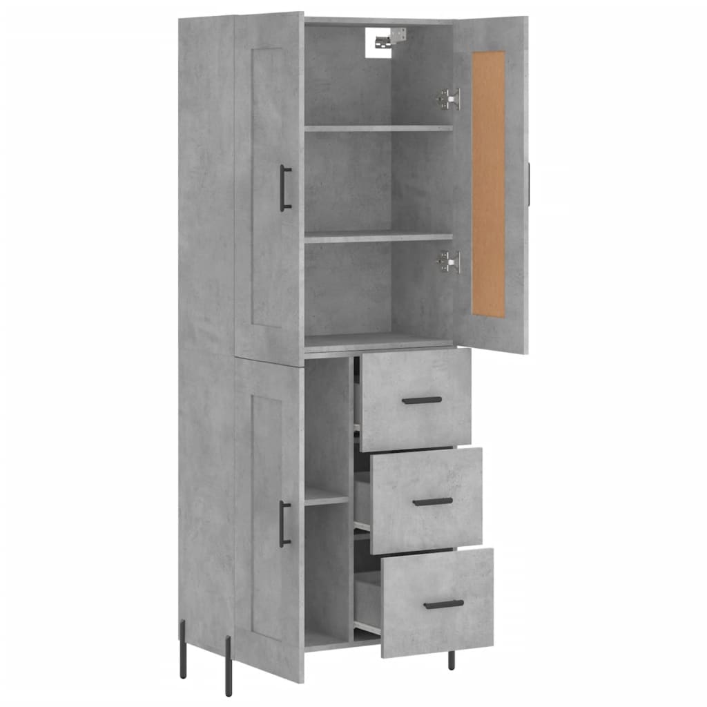 Credenza Grigio Cemento 69,5x34x180 cm in Legno Multistrato 3200013